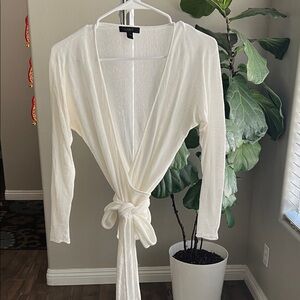 J. Crew Ivory Wrap Knit Sweater